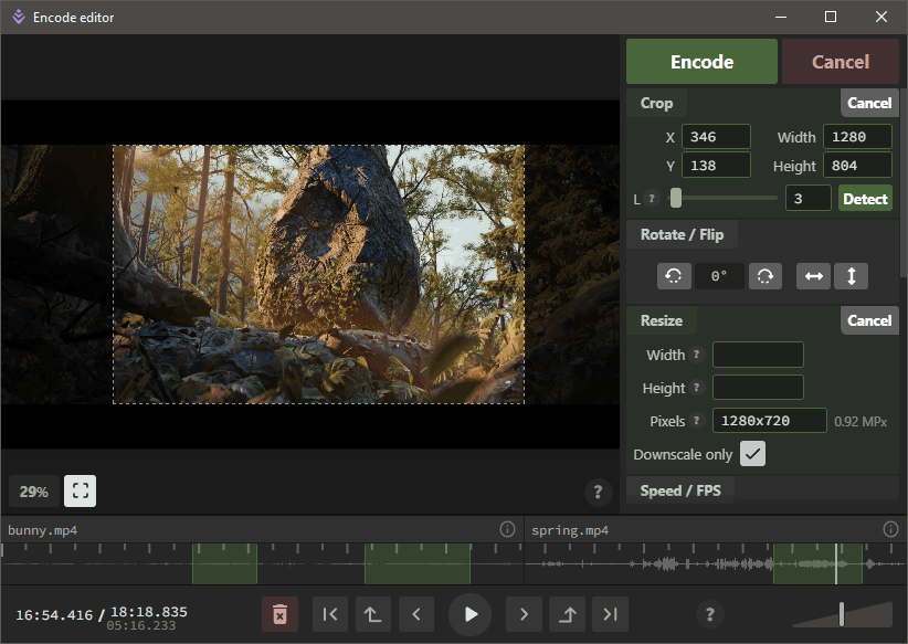Encode editor screenshot