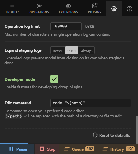 Enabling developer mode